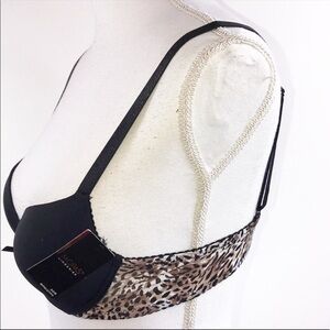 NEW Mopas Black and Tan Jaguar Print Bra